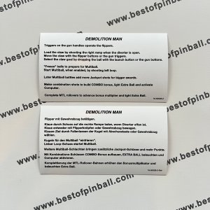 Demolition Man Instruction Cards (Williams)